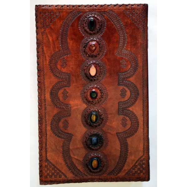 HUGE Chakra Journal, Leather - Genuine Stones!