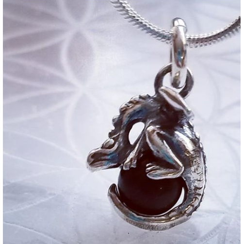 Dragon With Onyx Sphere Pendant