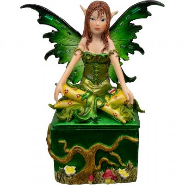 Charming Green Fairy Trinket Box