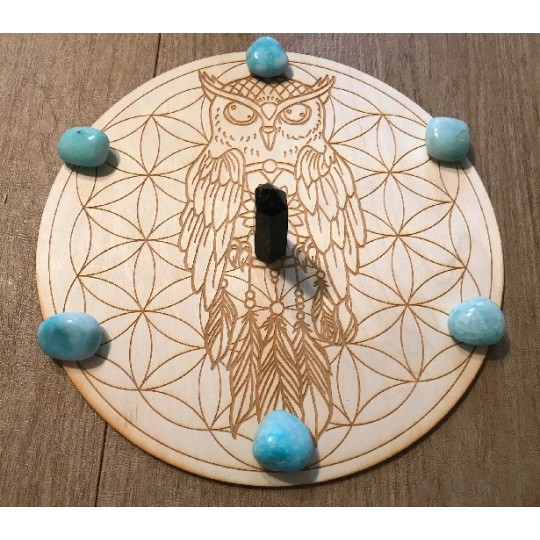Crystal Grid: Owl & Flower Of Life Crystal Grid: Owl & Flower Of Life