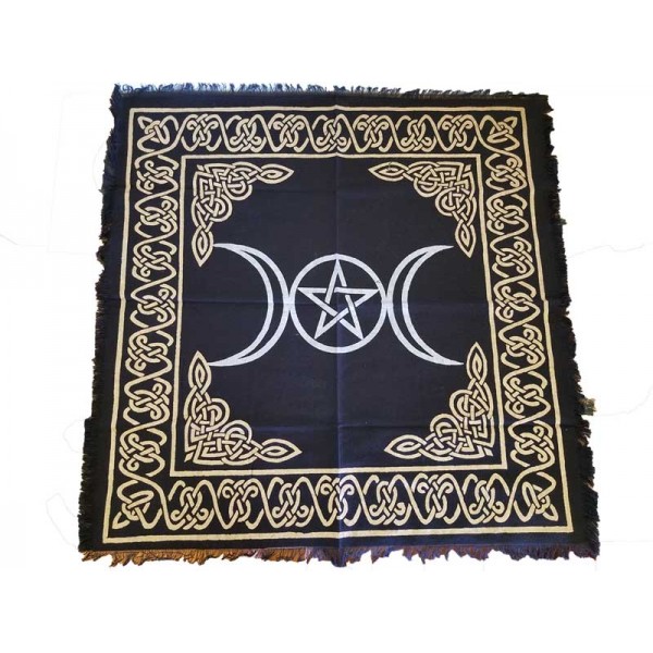Triple Moon Black/Gold Altar Cloth