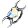 Anneau de cristal de coeur de triple lune Anneau de cristal de coeur de triple lune