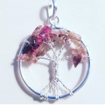 Tree Of Life Pendant, Pink Tourmaline & Sterling