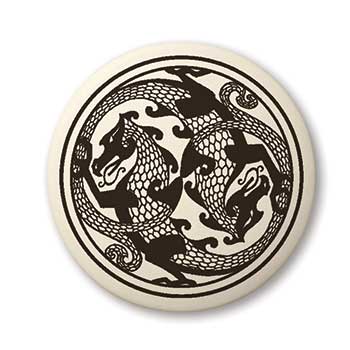 Pendant de poterie, Dragon - Rond Pendant de poterie, Dragon - Rond