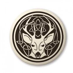 Pottery Pendant, Stag, Round
