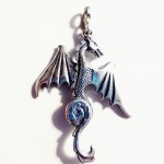Mystic Dragon & Lapis Pendant, Sterling