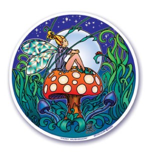 Autocollant de fenêtre : Fée de champignon Autocollant de fenêtre : Fée de champignon