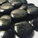 Argent brillant Obsidian Palm Pierre