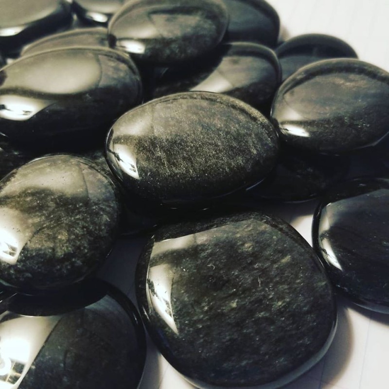 Argent brillant Obsidian Palm Pierre Argent brillant Obsidian Palm Pierre
