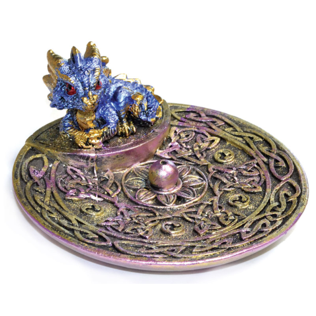 Blue Dragon Round Incense Holder