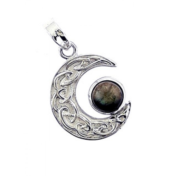 Celtic Moon Pendant, Sterling