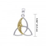 Trinity Knot Pendant with Gold Crescent Moon