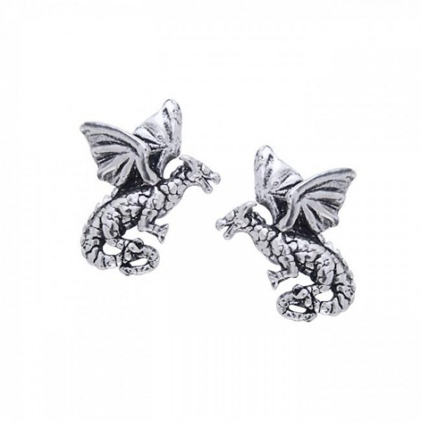 Flying Dragon Stud Earrings, Sterling