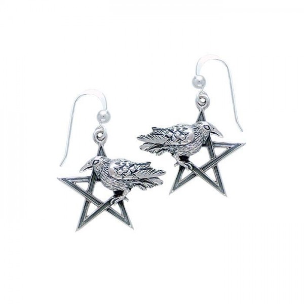 Raven on The Star Boucles d’oreilles, Sterling