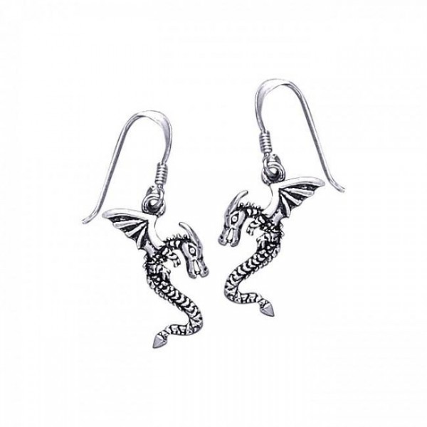 Flying Dragon Earrings, Sterling