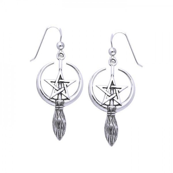 Besom, Moon & Pentagram Earrings