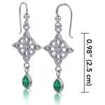 Celtic Quarterly Knot Earrings, Emerald Glass