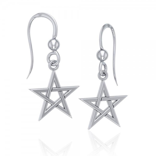 Pentagram Dangle Earrings, Sterling