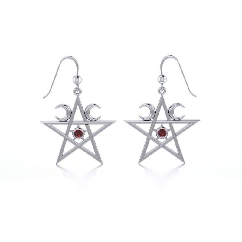 Boucles d’oreilles Pentagram Moon, Grenat Boucles d’oreilles Pentagram Moon, Grenat