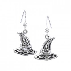 Celtic Witchy Hat Earrings, Sterling