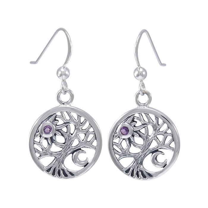 Celestial Tree Of Life Earrings, Amethyst Celestial Tree Of Life Earrings, Amethyst