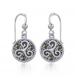 Celtic Spiral Triskele Earrings With Marcasite