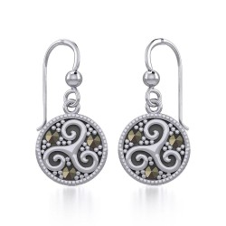 Celtic Spiral Triskele Earrings With Marcasite