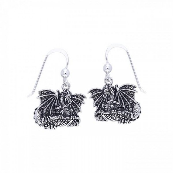 Silver Wing Dragon Earrings