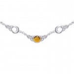 Celtic Moon Necklace, Amber