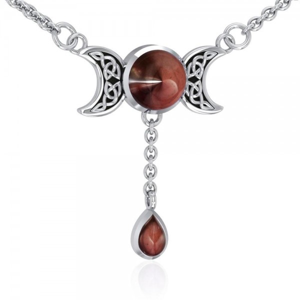 Triple Moon Necklace, Garnet