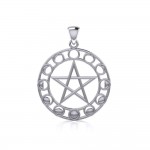 Moon Phase Pentacle Pendant, Sterling