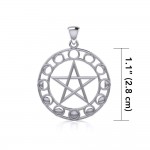 Moon Phase Pentacle Pendant, Sterling