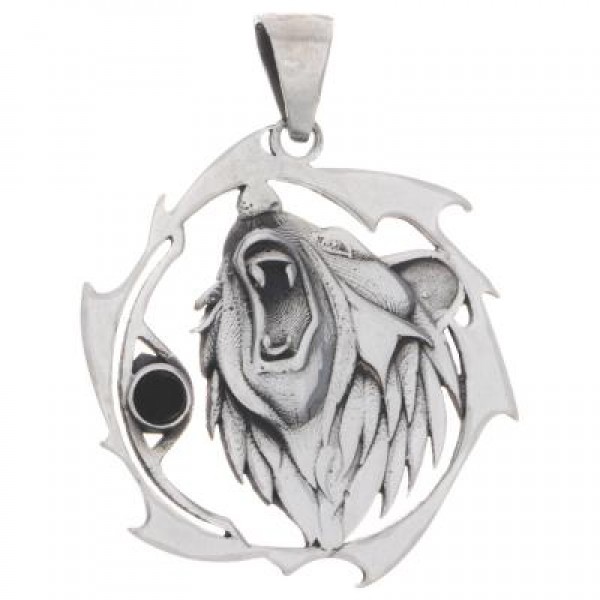 Pendentif totem ours grognant, Sterling