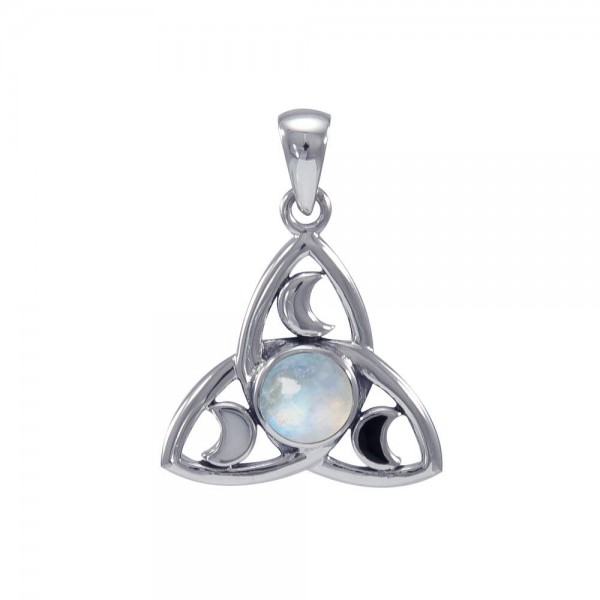 Celestial Triquetra Silver Pendant with Moonstone