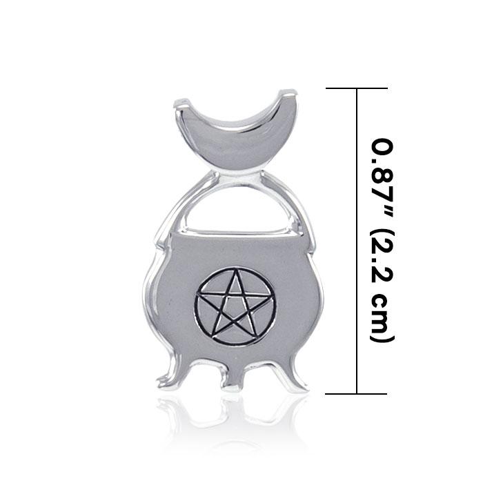 Pendentif de chaudron de Pentacle de lune, Sterling Pendentif de chaudron de Pentacle de lune, Sterling