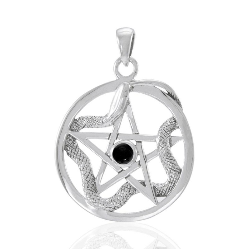 Snake Pentacle Pendant, Black Onyx