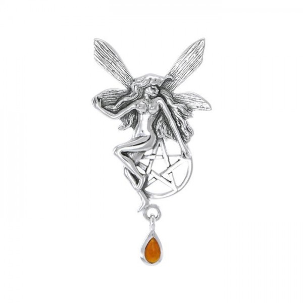 Fairy Pentacle Pendant, Amber