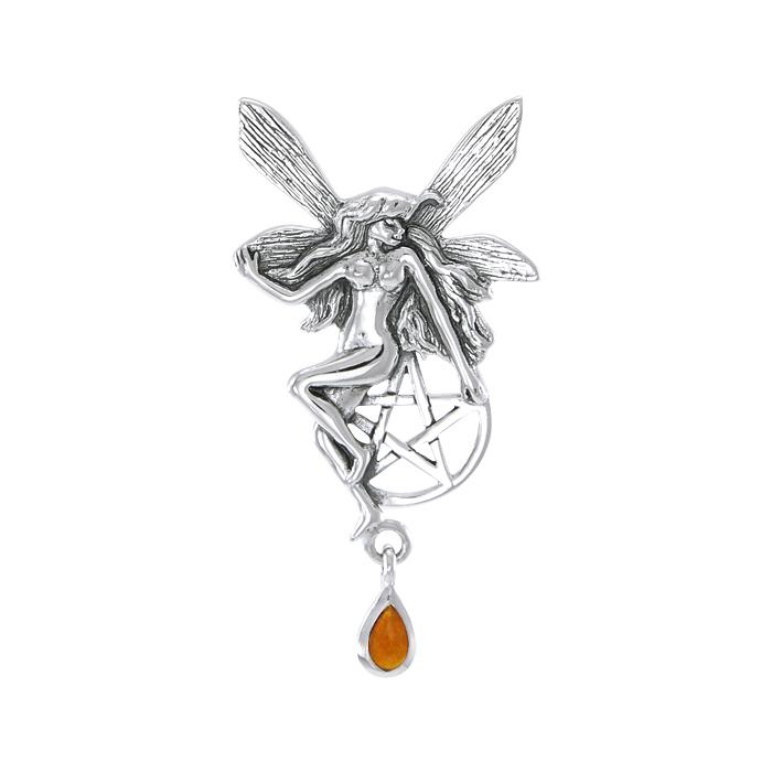 Pendentif fairy pentacle, ambre