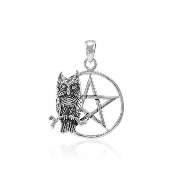 The Owl Pentacle Pendant, Sterling