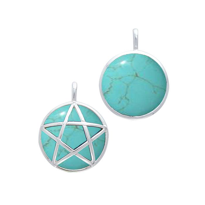 Turquoise Pentacle Pendant, Sterling Turquoise Pentacle Pendant, Sterling