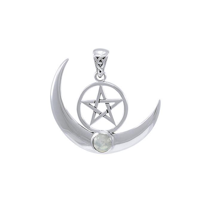 Pendentif de Pentacle de croissant de lune, pierre de lune Pendentif de Pentacle de croissant de lune, pierre de lune