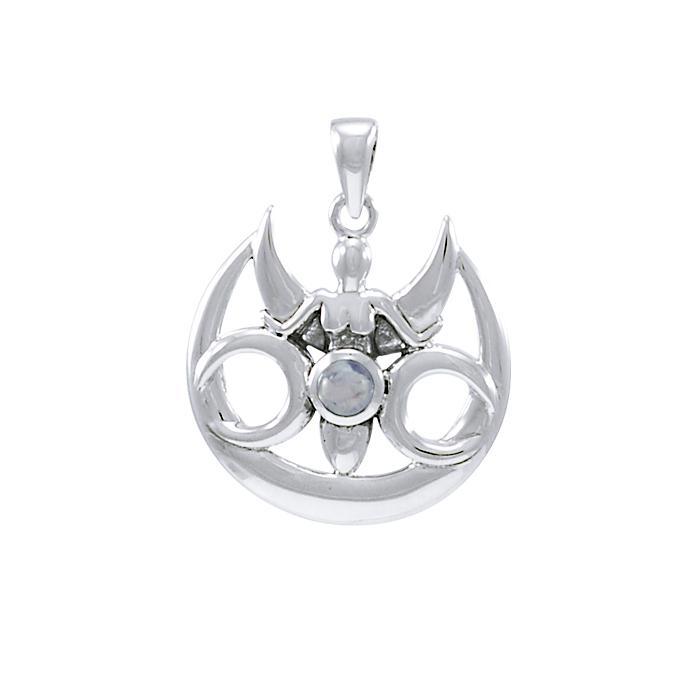 Crescent Moon Goddess Pendant, Sterling