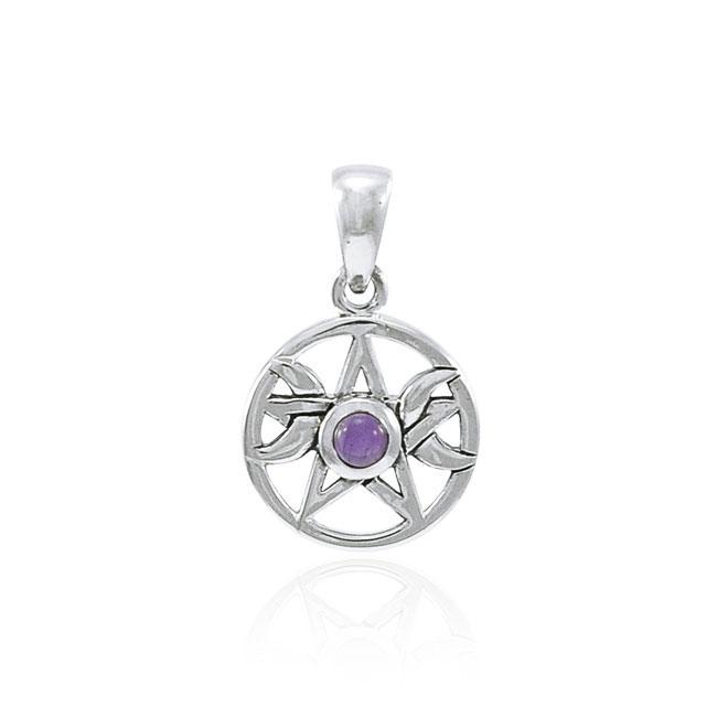 Pendentif triple lune améthyste, Sterling Pendentif triple lune améthyste, Sterling