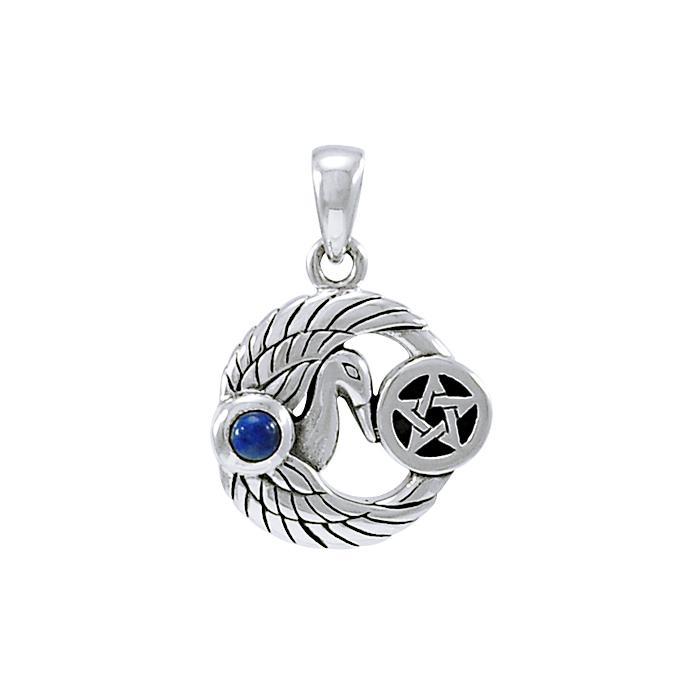 Crane & Pentacle Pendant, Lapis