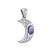 Celtic Moon Charm, Amethyst