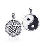Yin Yang Pentacle Pendant, Two Sided