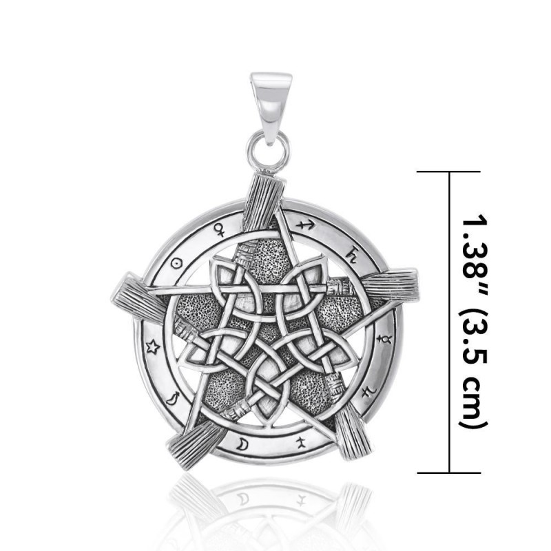 Pendentif Witchy Besom Pentacle, Sterling Pendentif Witchy Besom Pentacle, Sterling