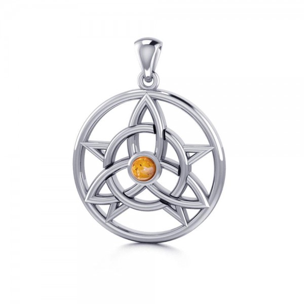 The Druid Silver Pendant, Amber