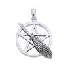 Pendentif Besom Pentacle, Sterling Pendentif Besom Pentacle, Sterling