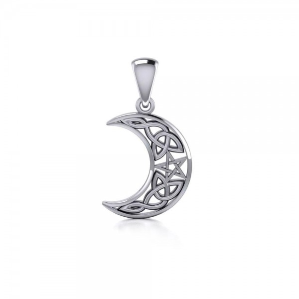 Celtic Pentacle Moon Charm, Sterling